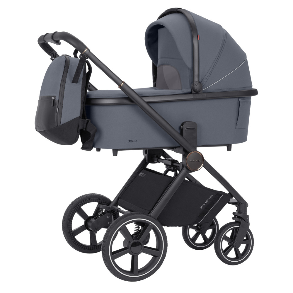 Carrello Ultimo CRL-6518 - дитяча коляска 2в1, коляска з люлькою, регулювання висоти люльки та прогулянкового блоку, всесезонний візок • Cool Grey