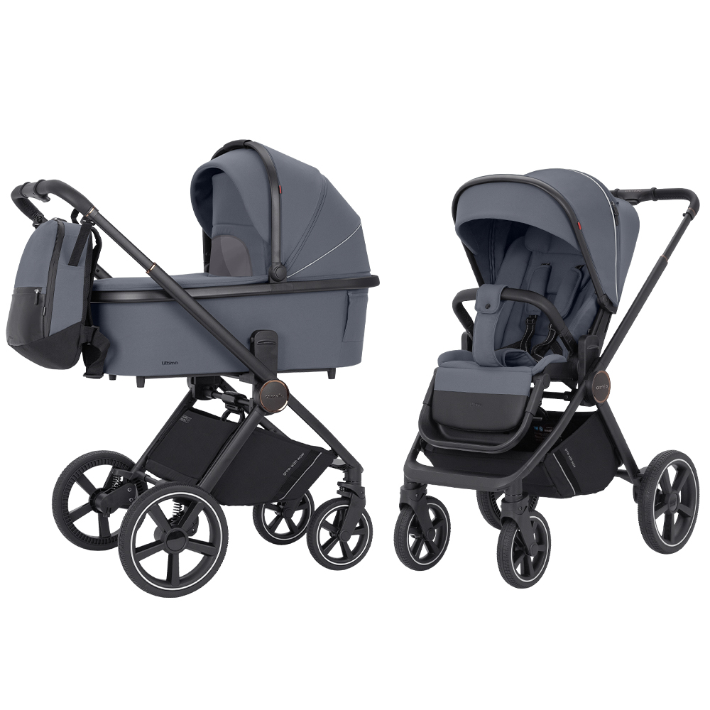 Carrello Ultimo CRL-6518 - дитяча коляска 2в1, коляска з люлькою, регулювання висоти люльки та прогулянкового блоку, всесезонний візок • Cool Grey