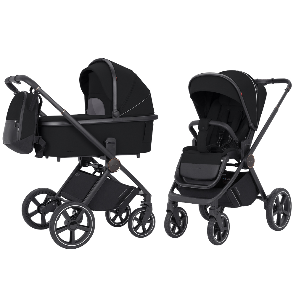 Carrello Ultimo CRL-6518 - детская коляска 2в1, коляска с люлькой, регулировка высоты люльки и прогулочного блока, всесезонная коляска • Sable Black