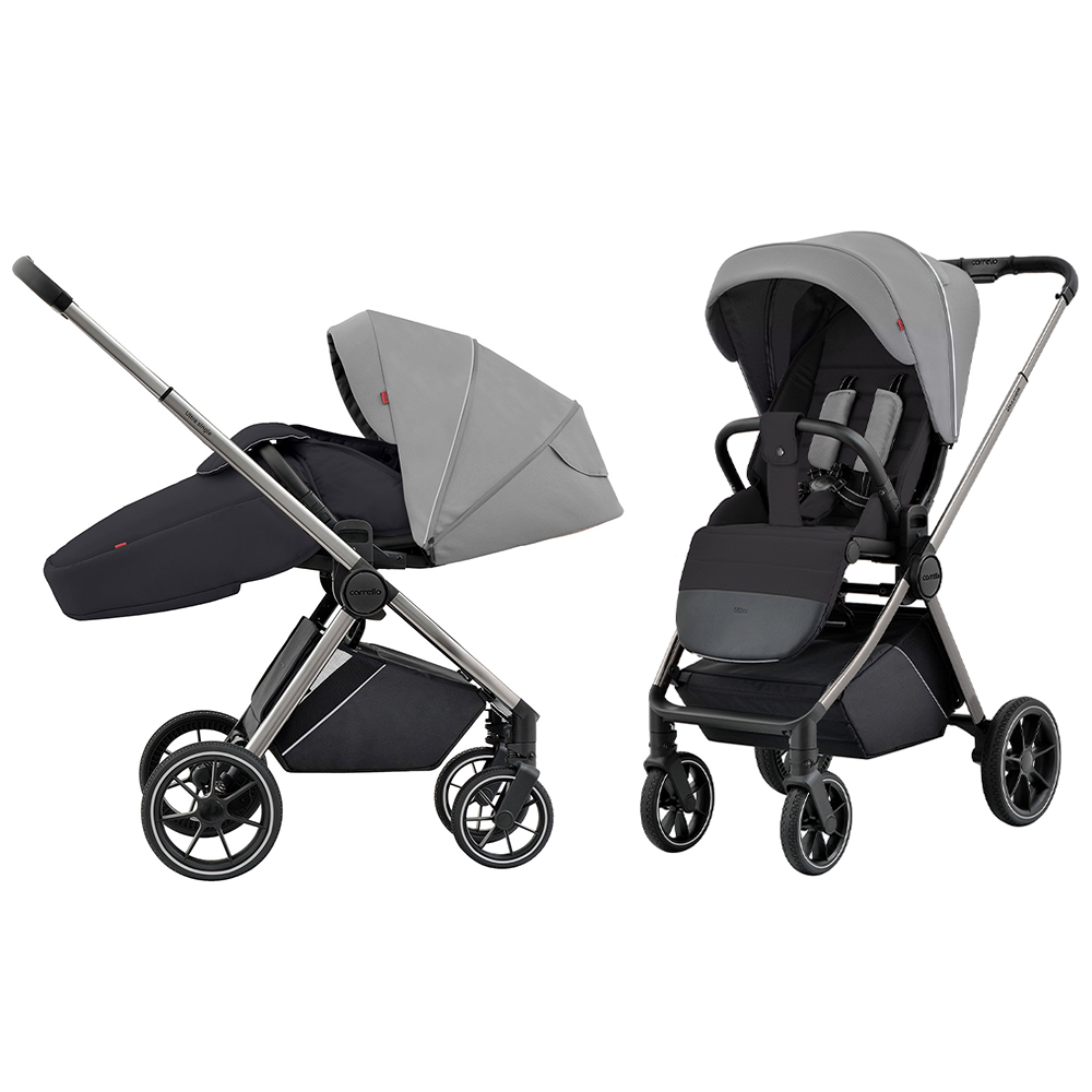Carrello Ultra BF CRL-5525 - прогулянкова коляска з реверсивним блоком (сидіння встановлюється обличчям до мами), регулюється висота капюшону, компактно складається • Silk Grey
