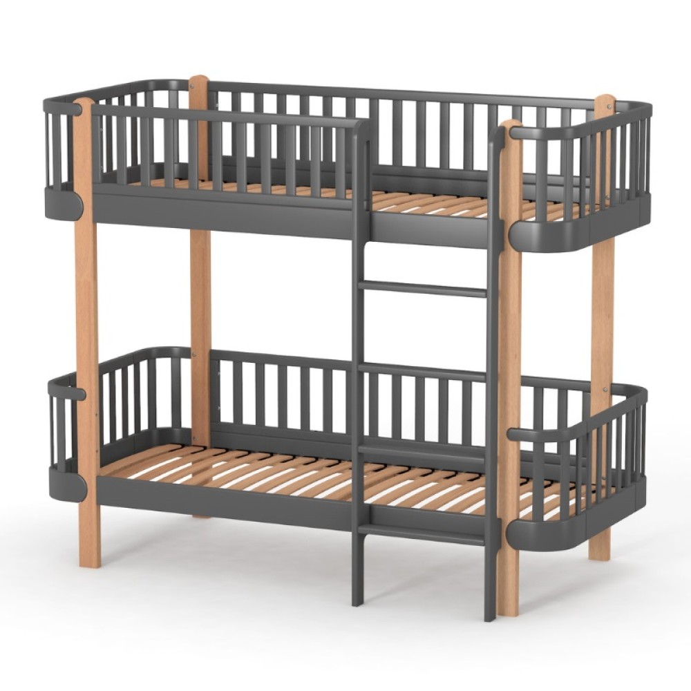 Veres Monaco | Верес Монако 190 - двоярусне дитяче ліжко, підліткове (190x80 см),  бук, антибактеріальна фарба з іонами срібла • Anthracite Natural | Темно-сірий