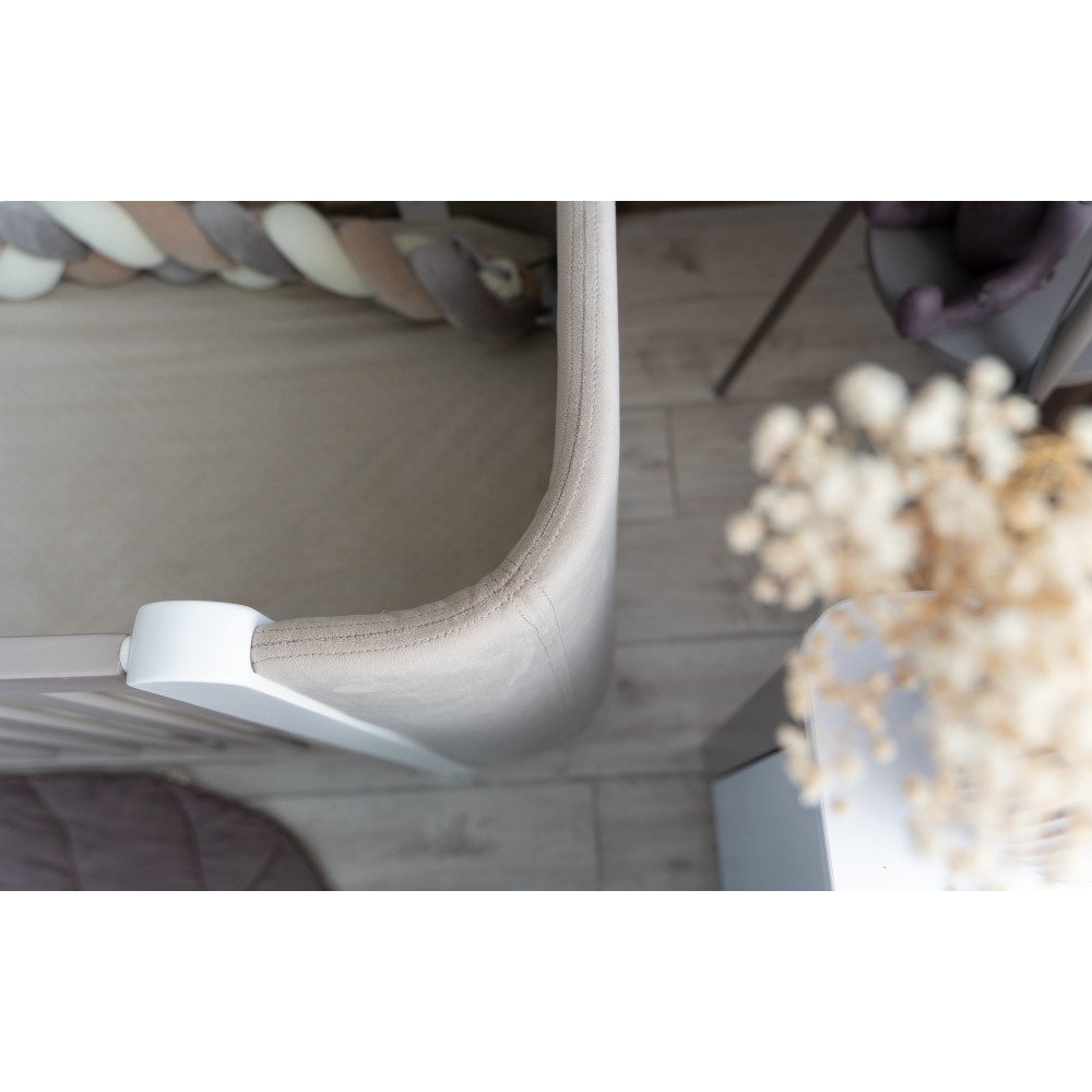 Veres Monaco Velur | Верес Монако Велюр 160 - підліткове ліжко з м'якими боковинками, бук, антибактеріальна фарба з іонами срібла, німецька фурнітура • Cappuccino White | Капучино-білий