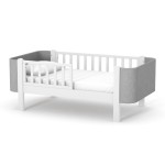 Veres Monaco Velur | Верес Монако Велюр 160 - подростковая кровать с мягкими боковинками, бук, антибактериальная краска с ионами серебра, немецкая фурнитура • Grey White | Серо-белый