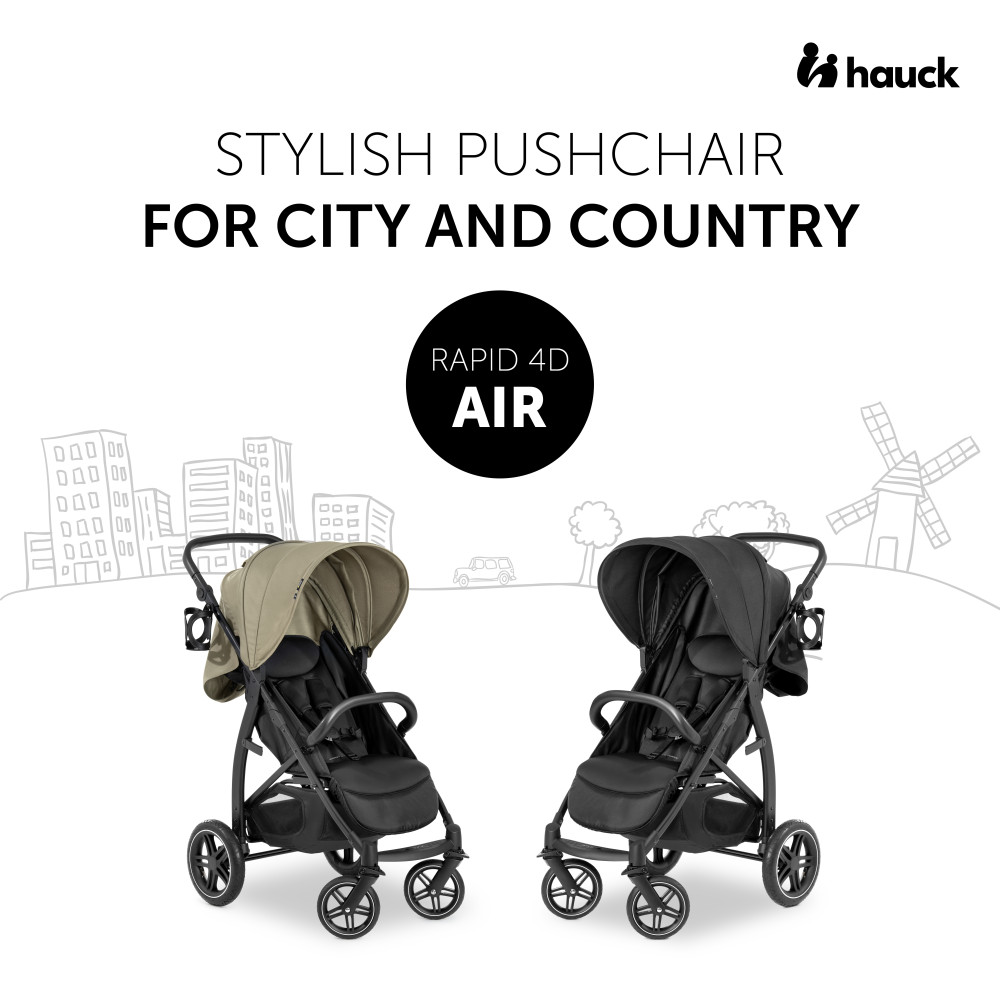 Hauck Rapid 4D Air - прогулянкова коляска з великими колесами • Olive Hauck Rapid 4D Air - прогулянкова коляска з великими колесами • Olive