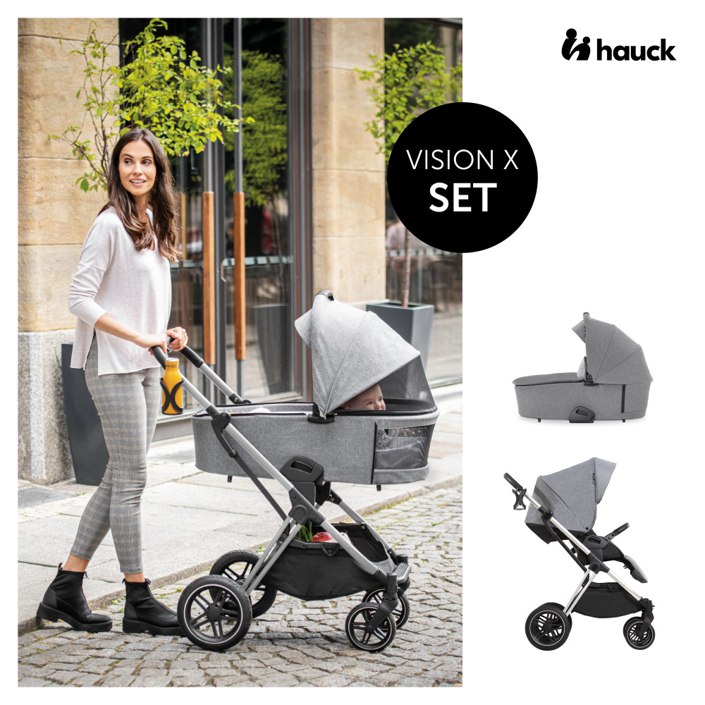 Hauck Vision X Set - універсальна легка коляска 2в1 з реверсивним блоком • Melange Grey