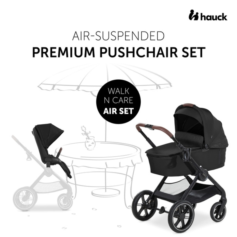 Hauck Walk N Care Air - универсальная коляска 2в1 с реверсивным блоком и большими колесами • Black