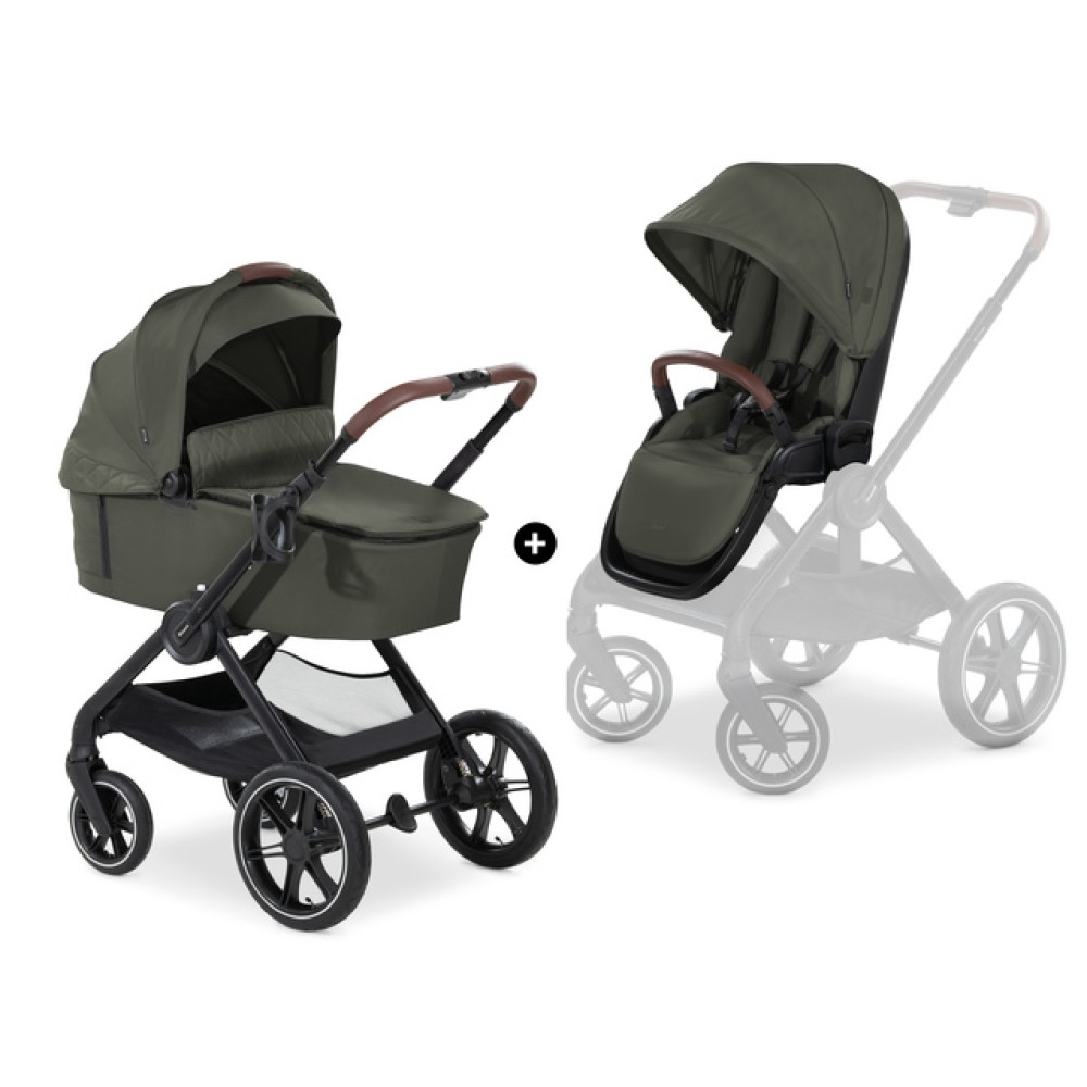 Hauck Walk N Care Air - універсальна коляска 2в1 з реверсивним блоком та великими колесами • Dark Olive