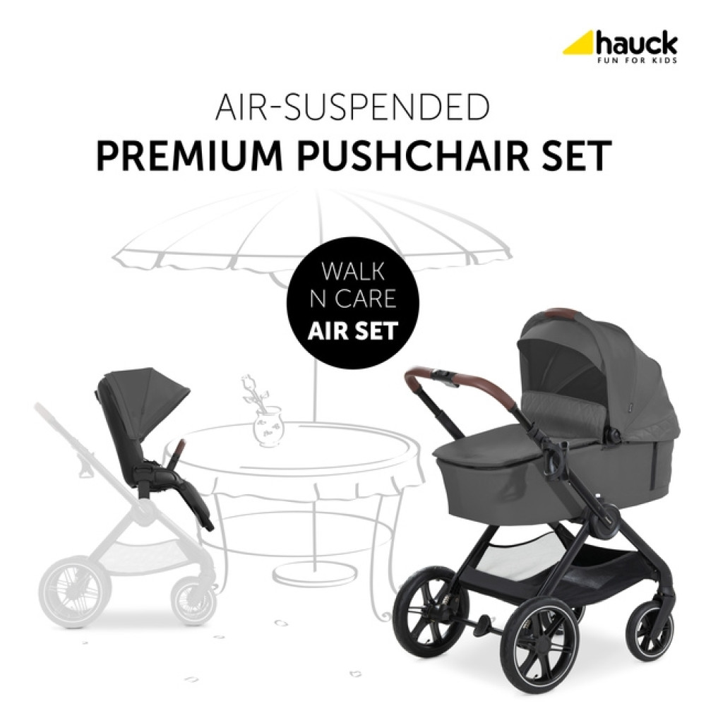 Hauck Walk N Care Air - універсальна коляска 2в1 з реверсивним блоком та великими колесами • Dark Grey