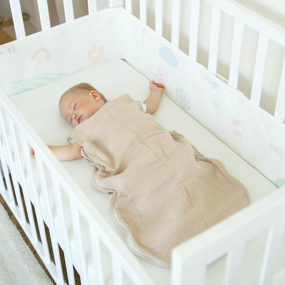 Sonto Sleepset - літній спальник для дитини від народження до 3-х місяців, на блискавці, муслін, безпечні матеріали • Пісочний