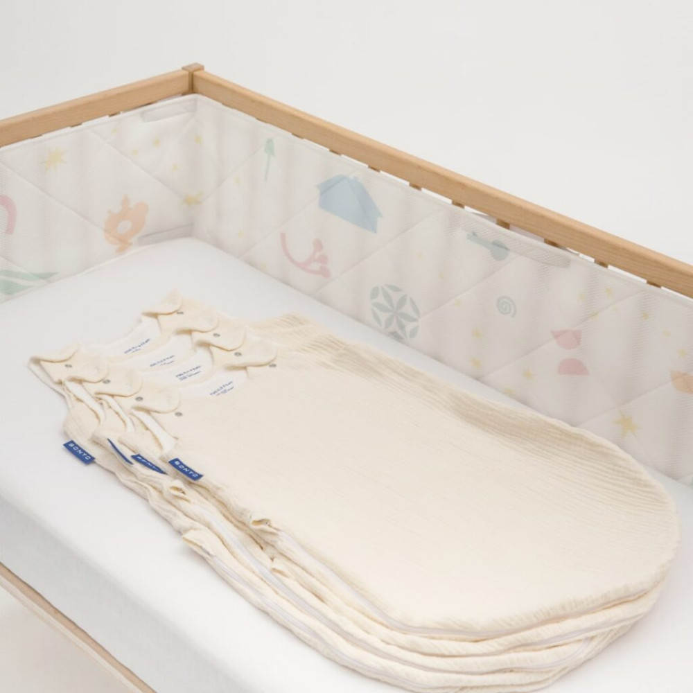 Sonto Sleepset - літній спальник для дитини від 6-ти до 9-ти місяців, на блискавці, муслін, безпечні матеріали • Пісочний