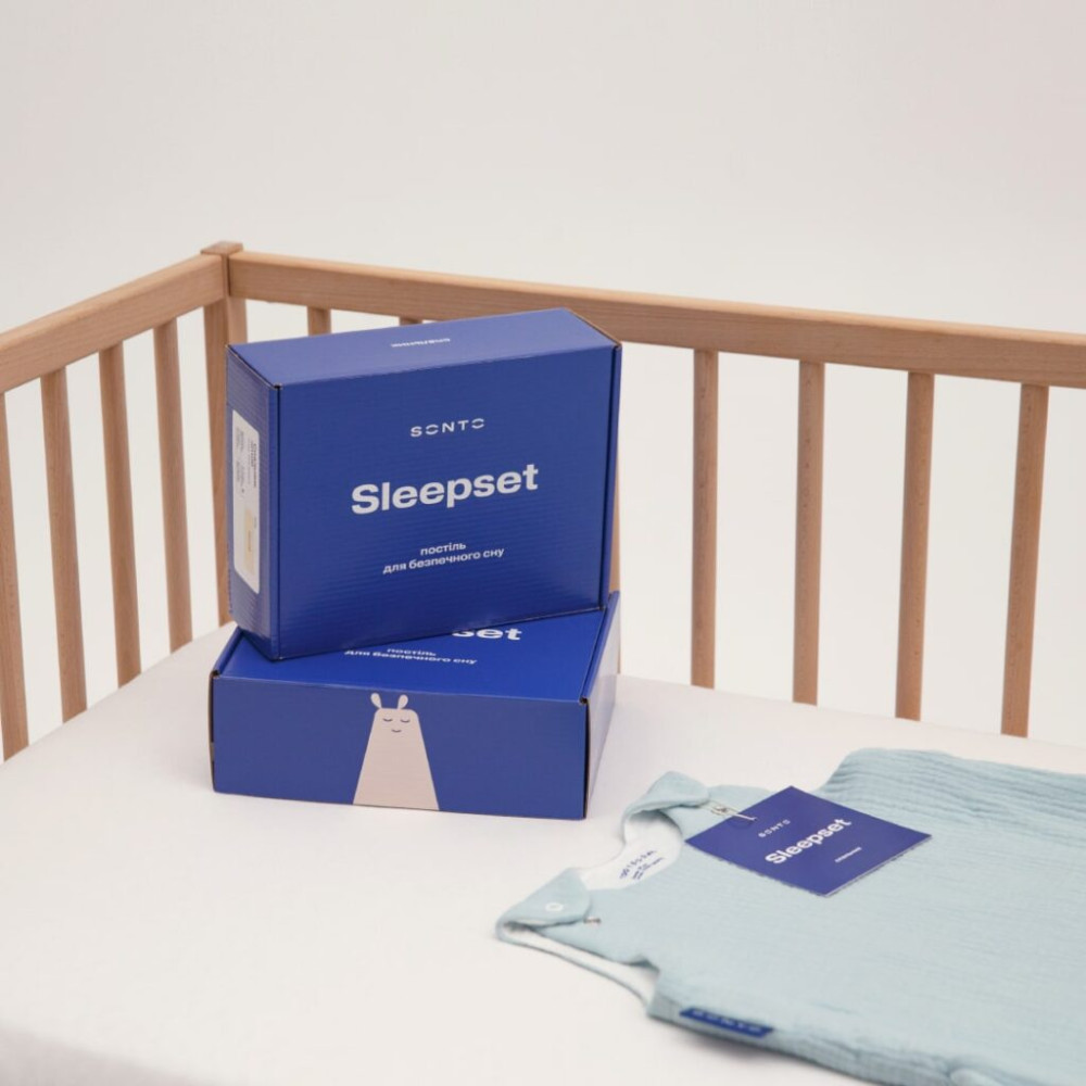 Sonto Sleepset - літній спальник для дитини від 6-ти до 9-ти місяців, на блискавці, муслін, безпечні матеріали • Сірий