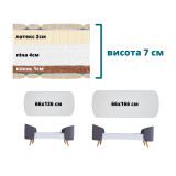 IngVart Fly - матрас на детскую кроватку (кокосовая койра, пена, латекс) • 66х136х7 см