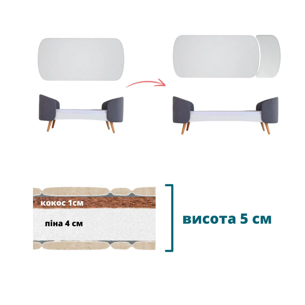 IngVart Fly - дополнительная секция полумесяц для детской кроватки (кокосовая койра, пена) • 66х30х5 см