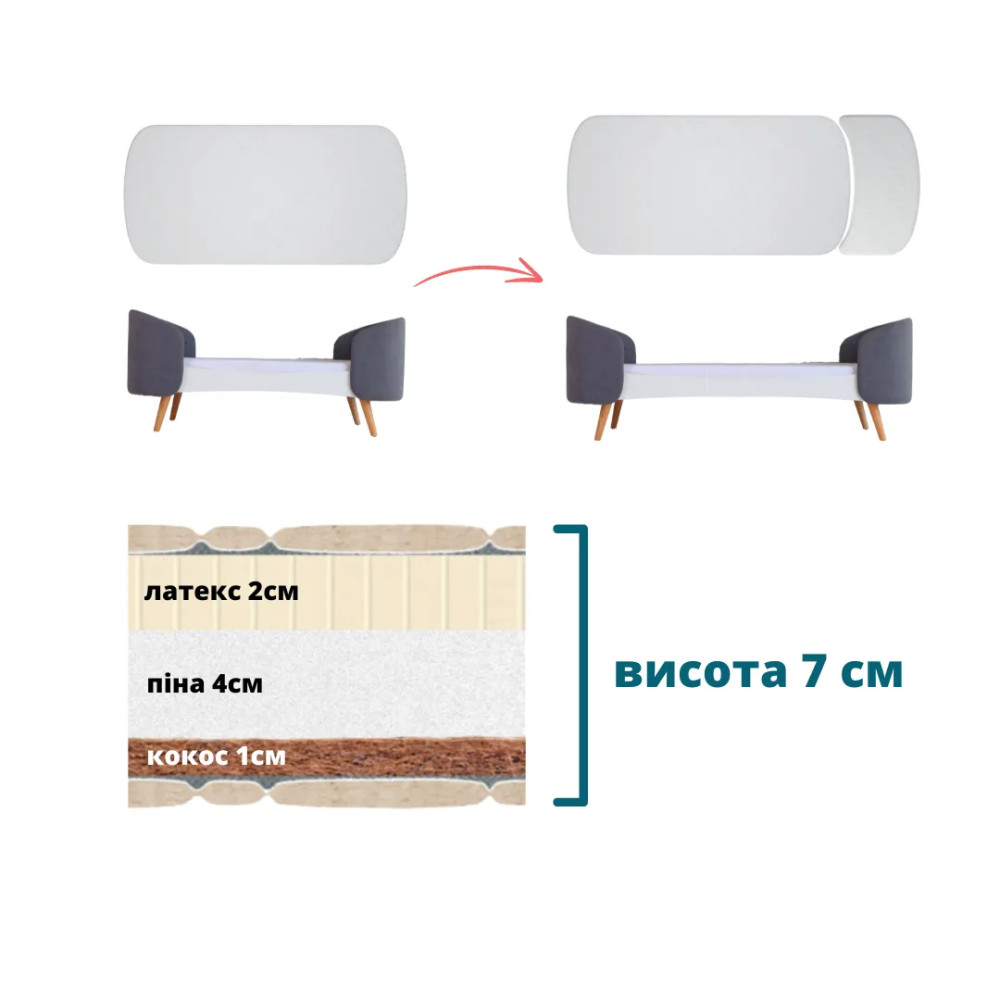 IngVart Fly - дополнительная секция полумесяц для детской кроватки (кокосовая койра, пена, латекс) • 66х30х7 см