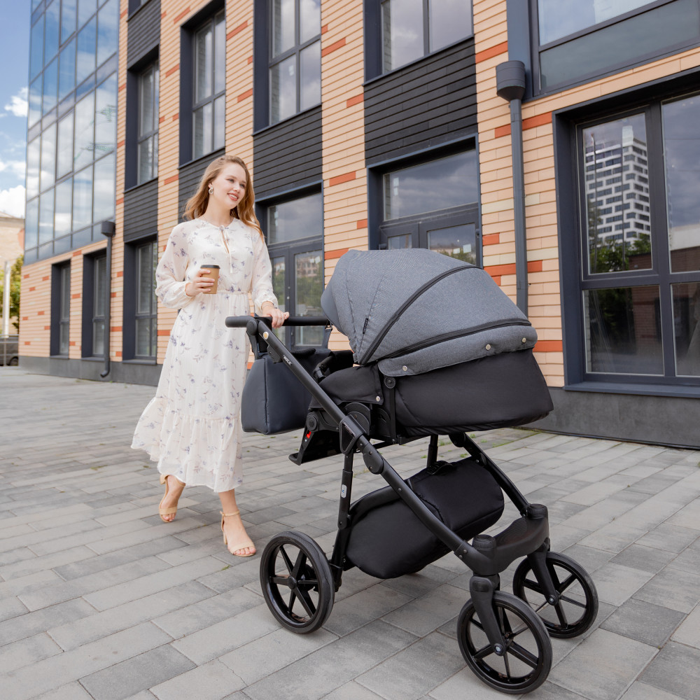 Adamex Nola - детская коляска 2 в 1, многофункциональная коляска для новорожденных • Graphite (PS-113)