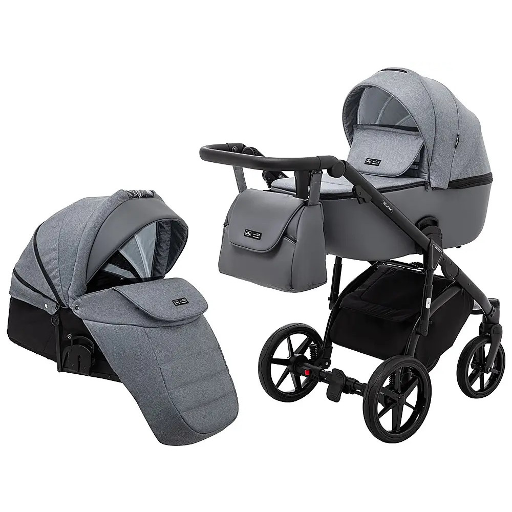 Adamex Nola - детская коляска 2 в 1, многофункциональная коляска для новорожденных • Graphite (PS-113)