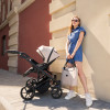 Adamex Leo Duo Eco - дитяча коляска для двійні, універсальна коляска 2 в 1 для двійні та погодок, незалежне регулювання прогулянкових блоків • Latte (SA-7)