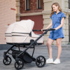 Adamex Leo Duo Eco - дитяча коляска для двійні, універсальна коляска 2 в 1 для двійні та погодок, незалежне регулювання прогулянкових блоків • Latte (SA-7)