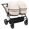 Adamex Leo Duo Eco - дитяча коляска для двійні, універсальна коляска 2 в 1 для двійні та погодок, незалежне регулювання прогулянкових блоків • Latte (SA-7)