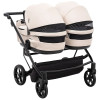 Adamex Leo Duo Eco - дитяча коляска для двійні, універсальна коляска 2 в 1 для двійні та погодок, незалежне регулювання прогулянкових блоків • Latte (SA-7)