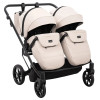 Adamex Leo Duo Eco - дитяча коляска для двійні, універсальна коляска 2 в 1 для двійні та погодок, незалежне регулювання прогулянкових блоків • Latte (SA-7)