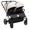 Adamex Leo Duo Eco - дитяча коляска для двійні, універсальна коляска 2 в 1 для двійні та погодок, незалежне регулювання прогулянкових блоків • Latte (SA-7)