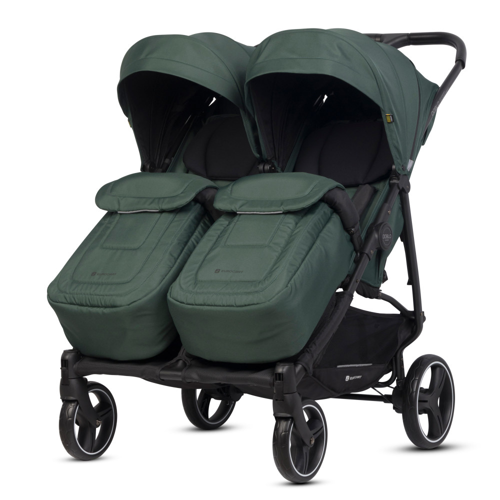 Euro-Cart Doblo - прогулянкова коляска для двійні, дитяча коляска для двійні та погодок, незалежне регулювання прогулянкових блоків • Jungle