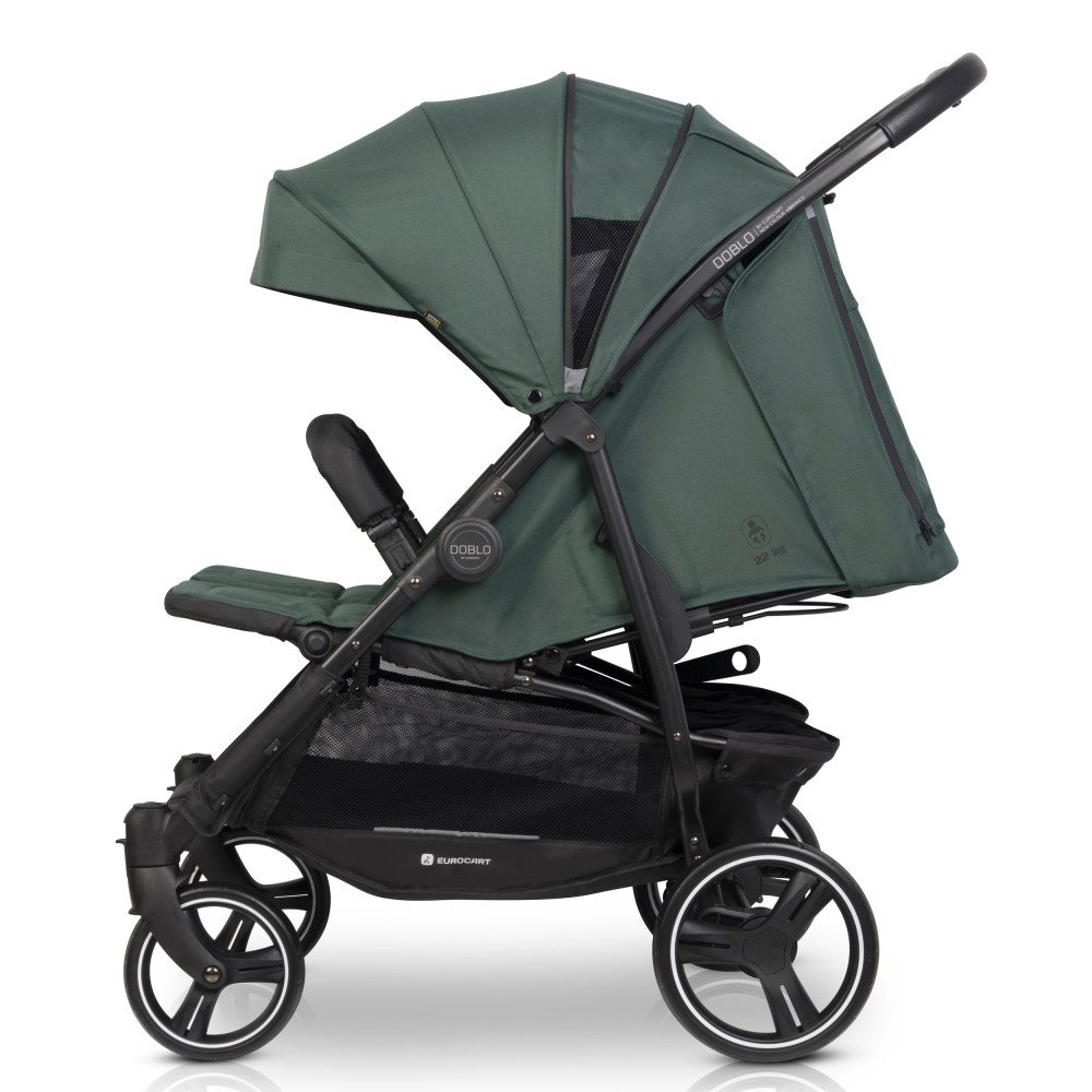 Euro-Cart Doblo - прогулянкова коляска для двійні, дитяча коляска для двійні та погодок, незалежне регулювання прогулянкових блоків • Jungle