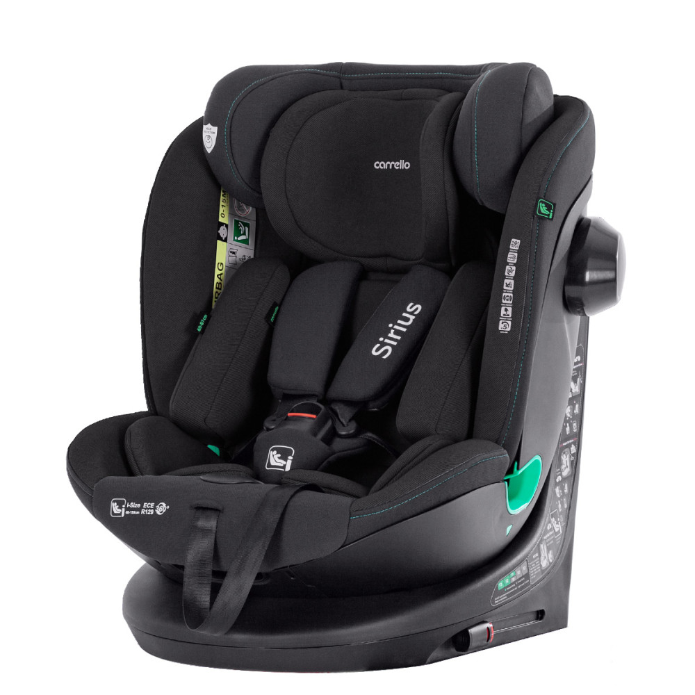Carrello Sirius CRL-8808 - детское автокресло (0 – 12 лет / 40 - 150 см) с функцией поворота 360 по ходу и против направления движения, крепление Isofix и Top Tether • Absolute Black