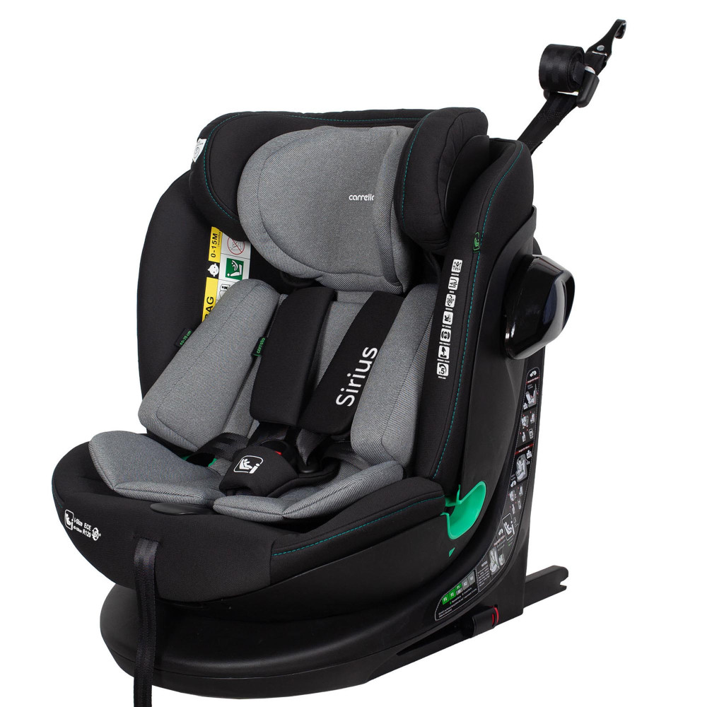 Carrello Sirius CRL-8808 - детское автокресло (0 – 12 лет / 40 - 150 см) с функцией поворота 360 по ходу и против направления движения, крепление Isofix и Top Tether • Sky Grey