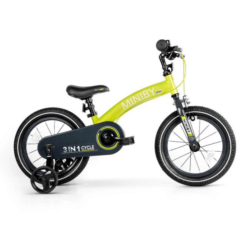 Qplay Miniby 3в1/14" - детский велосипед-беговел 3 в 1 • Green