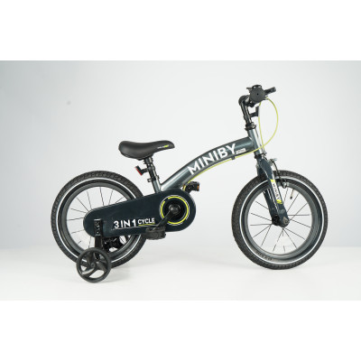 Qplay Miniby 14 дюймів - дитячий велосипед-біговел 3в1 • Grey