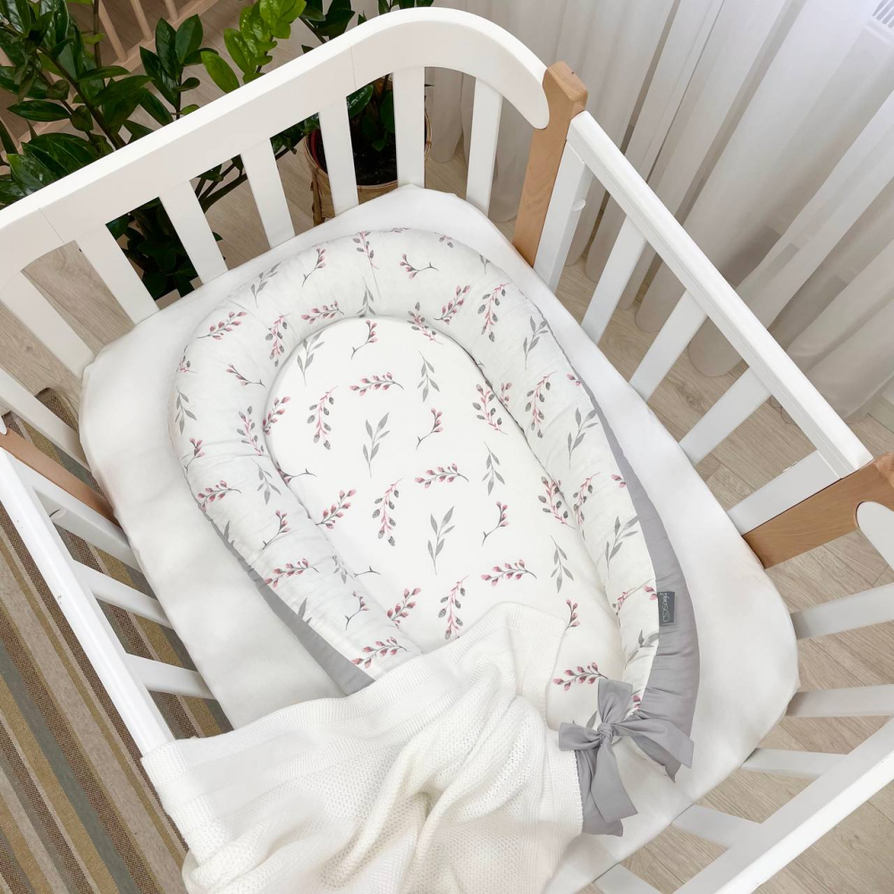 Кокон Маленька Соня Baby Design Гілочки котики, пудра (5019754)