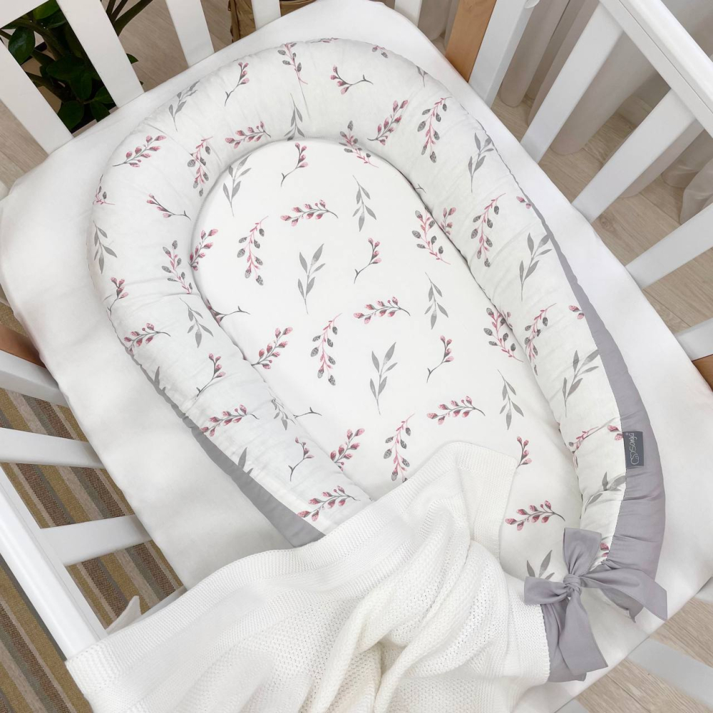 Кокон Маленька Соня Baby Design Гілочки котики, пудра (5019754)