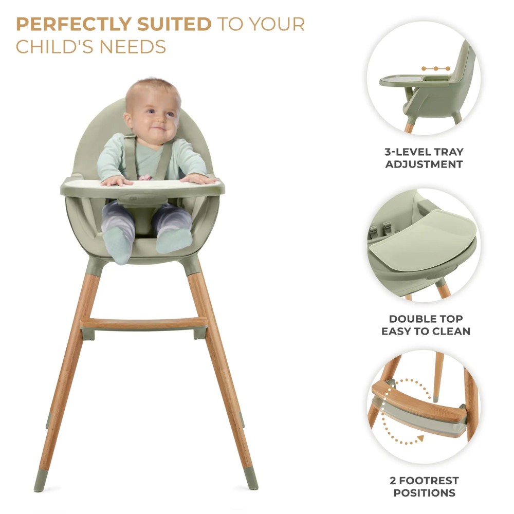Kinderkraft Fini 2 - стільчик для годування 2 в 1 • Green (KHFINI02GRE0000)