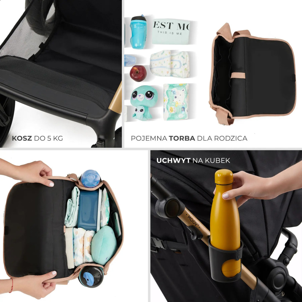 Універсальна коляска 3 в 1 Kinderkraft Moov 2, портативна Bluetooth-колонка iDance Cuty Sealion 10W в подарунок Sand Beige (KSMOOV02BEGEV00)