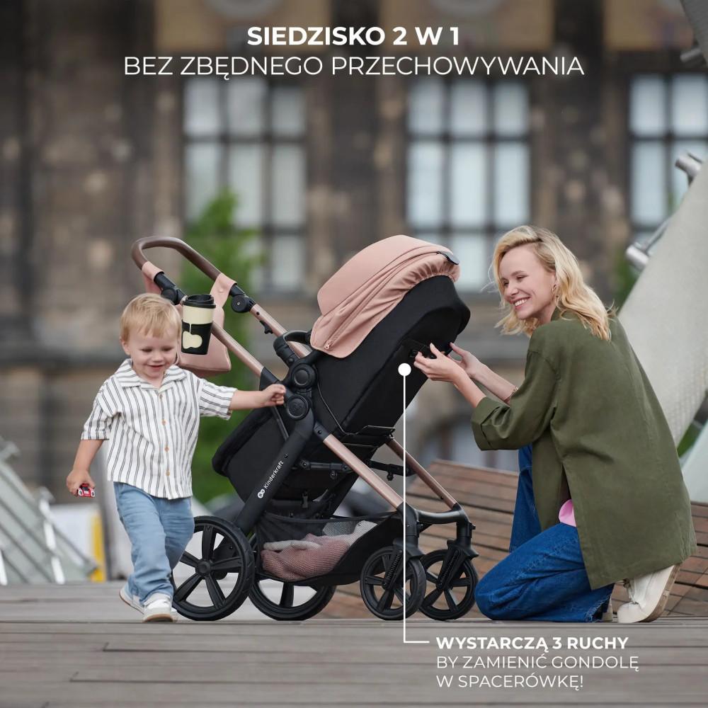 Універсальна коляска 3 в 1 Kinderkraft Moov 2, портативна Bluetooth-колонка iDance Cuty Sealion 10W в подарунок Sand Beige (KSMOOV02BEGEV00)
