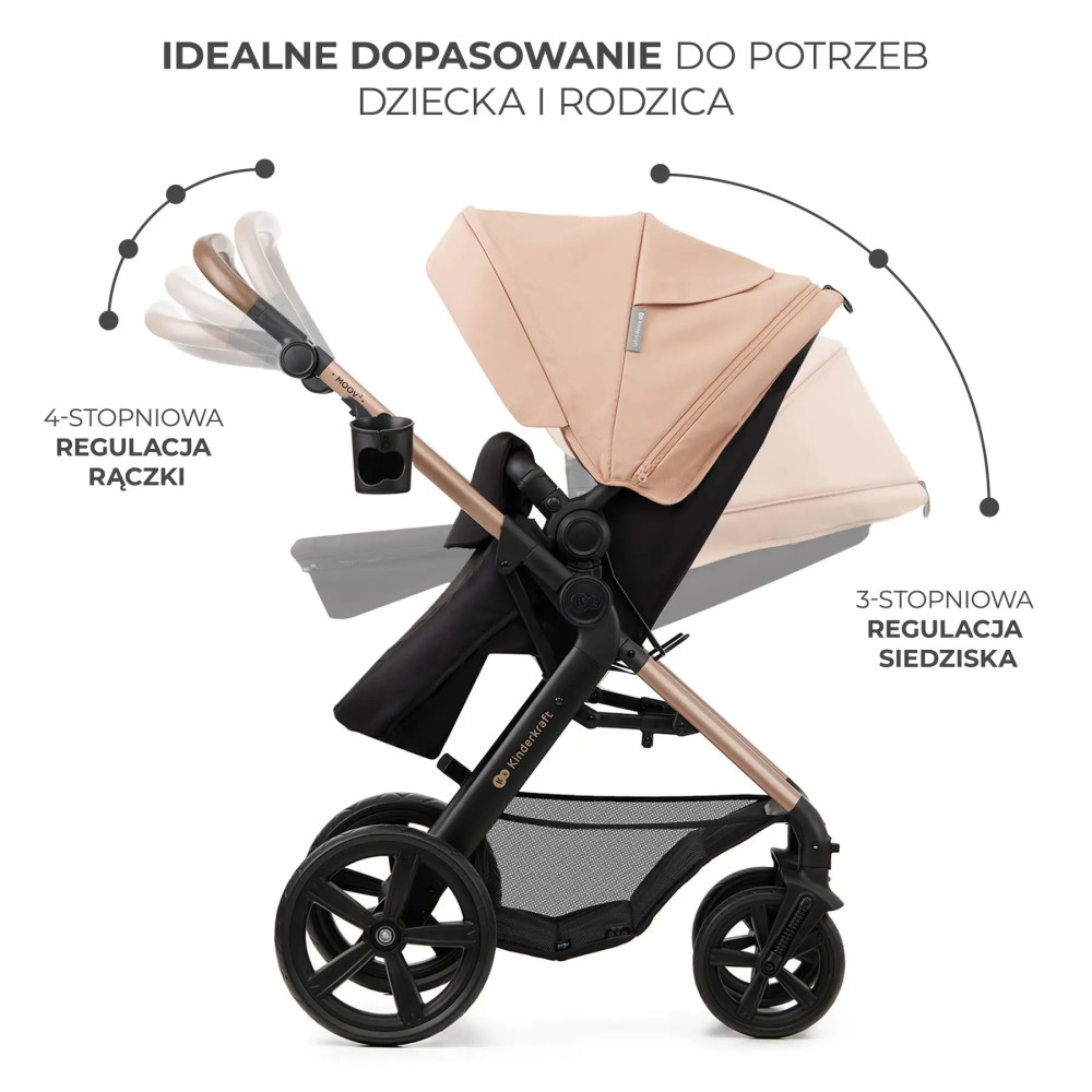 Універсальна коляска 3 в 1 Kinderkraft Moov 2, портативна Bluetooth-колонка iDance Cuty Sealion 10W в подарунок Sand Beige (KSMOOV02BEGEV00)