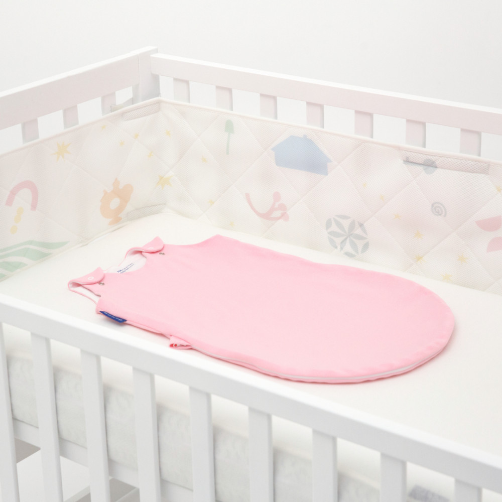 Sonto Sleepset - демісезонна постіль (бортики, рожевий спальник, молочне простирадло), 120х60 см прямі кути, безпечні матеріали • Кремова троянда