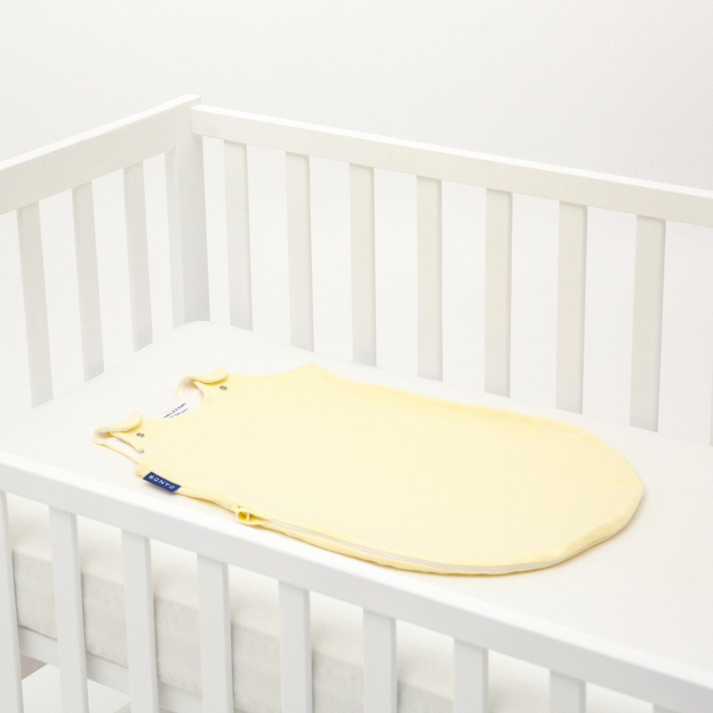 Sonto Sleepset - демісезонна постіль (бортики, жовтий спальник, сіре простирадло), 120х60 см закруглені кути, безпечні матеріали • Лимонний туман