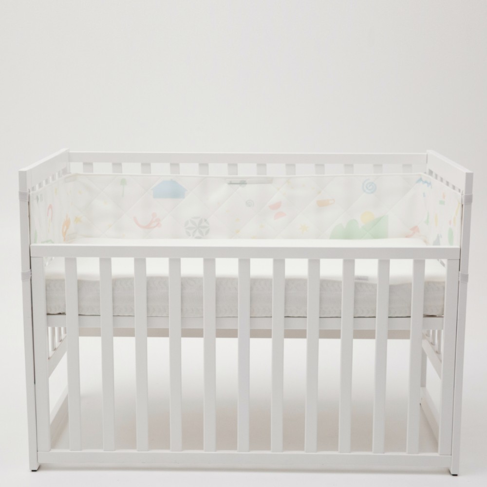 Sonto Sleepset - зимовий спальний комплект (бортики, жовтий спальник, сіре простирадло), 120х60 см прямі кути, безпечні матеріали • Лимонний туман