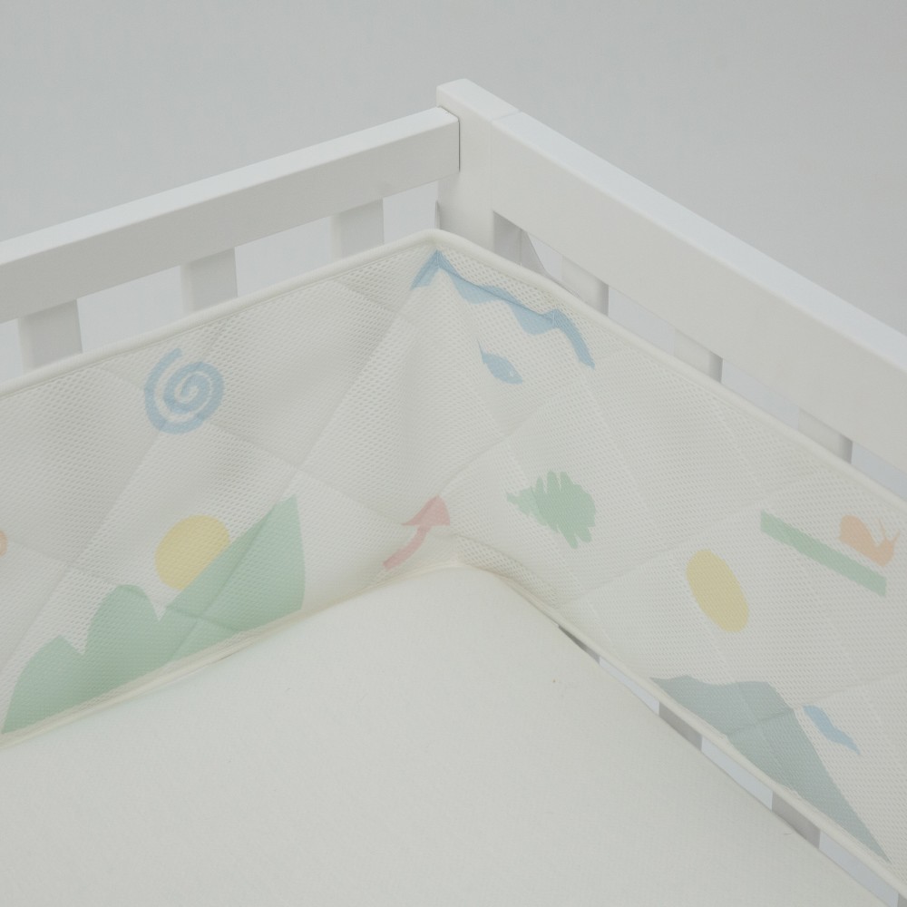 Sonto Sleepset - зимовий спальний комплект (бортики, жовтий спальник, сіре простирадло), 120х60 см прямі кути, безпечні матеріали • Лимонний туман