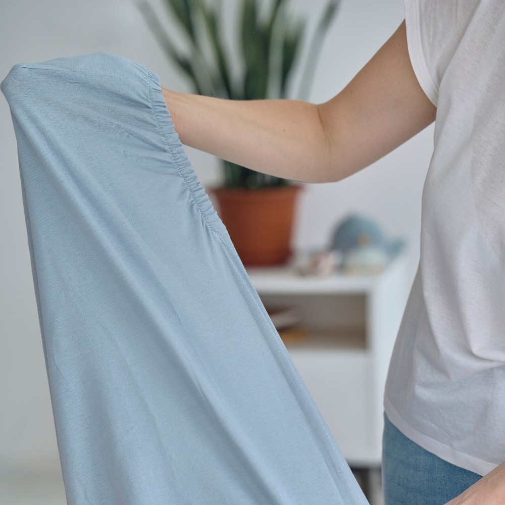 Sonto Sleepset - зимовий спальний комплект (бортики, жовтий спальник, сіре простирадло), 120х60 см прямі кути, безпечні матеріали • Лимонний туман