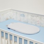 Sonto Sleepset - зимовий спальний комплект (бортики, сірий спальник, блакитне простирадло), 120х60 см прямі кути, безпечні матеріали • Сталева блакить