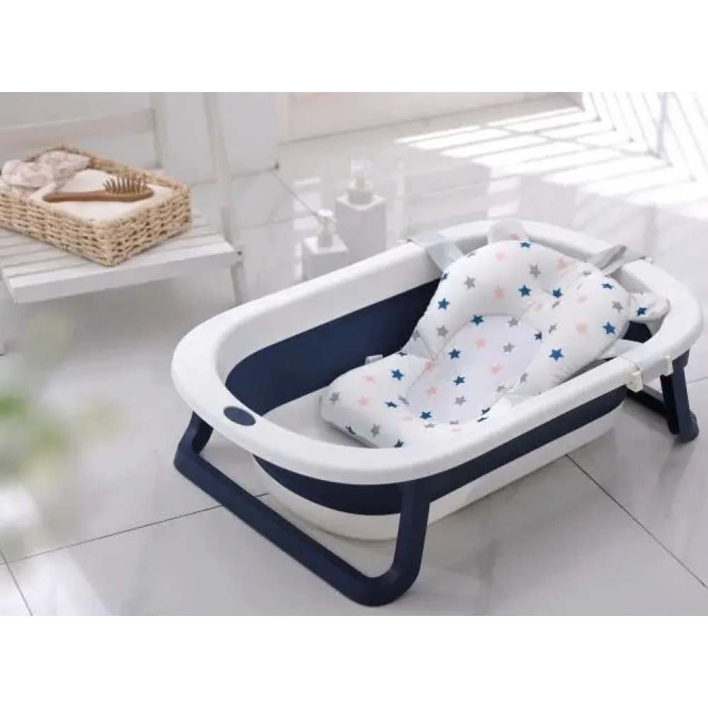 Набор из складной ванночки и горки для купания Комфорт, синяя (BH-326G+W)