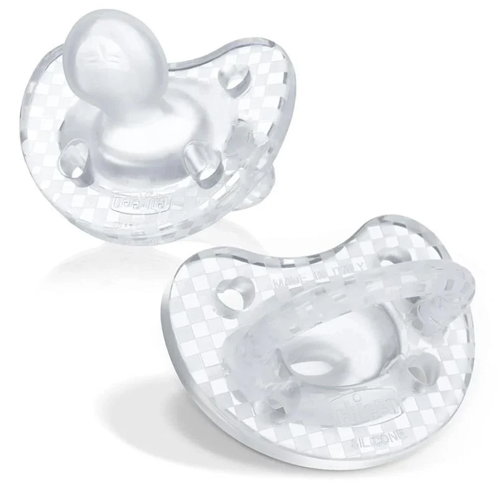 Chicco PhysioForma Crystal 6-16 мес., 2 шт. - набор экстрамягких текстурных пустышек в футляре
