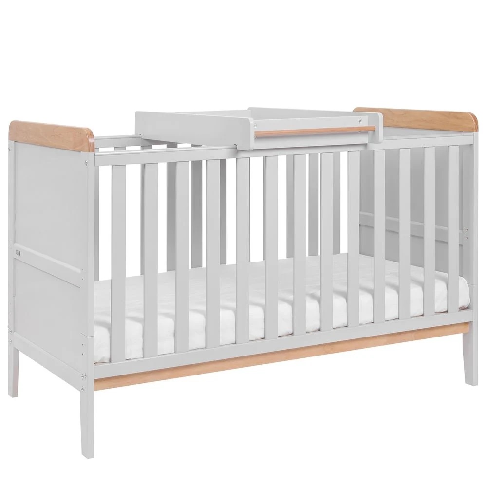 Tutti Bambini Rio - детская кроватка-трансформер с пеленатором и матрасом Deluxe Eco Fibre, 70х140 см • Светло-серый (211030/7235.01)