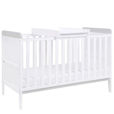 Tutti Bambini Rio - детская кроватка-трансформер с пеленатором и матрасом Deluxe Eco Fibre, 70х140 см • Белый с серым (211030/1172.01)