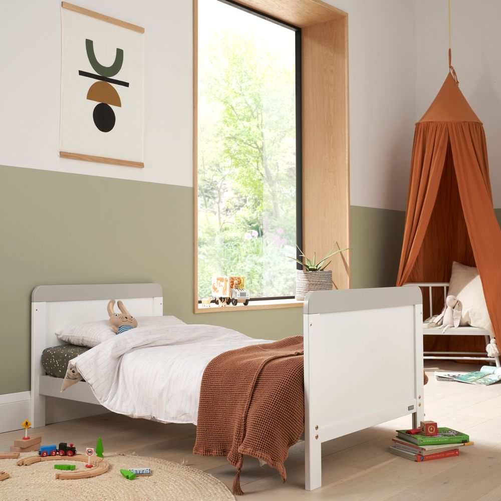 Tutti Bambini Rio - детская кроватка-трансформер с пеленатором и матрасом Deluxe Eco Fibre, 70х140 см • Белый с серым (211030/1172.01)