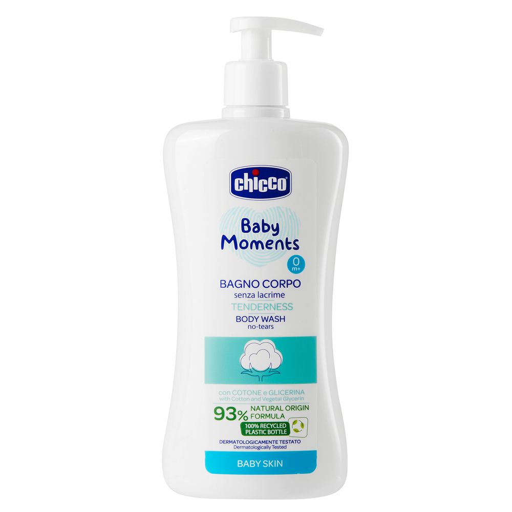 Гель для купання з екстрактом бавовни та гліцерином Chicco Baby Moments Без сліз, 500 мл (10583.00)
